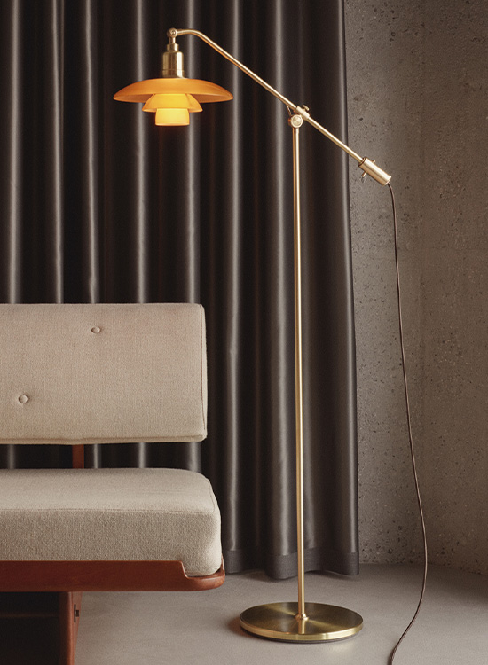 PH 3/2 The Water Pump Amber Coloured Glass Floor Lamp | Poul