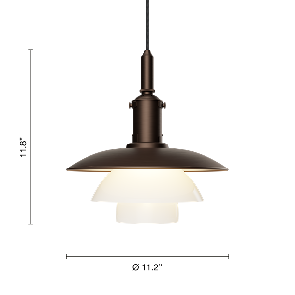 PH 3/3 Aged Brass Opal Pendant | Poul Henningsen | Louis Poulsen
